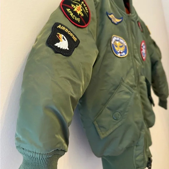 Alpha Industries Kids Bomber Jacket  USAF MA-1 Flyer Sage Green 3T NWOT - Picture 8 of 15